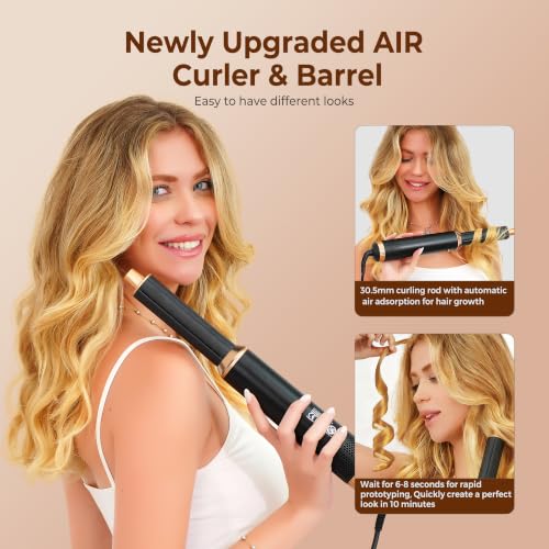 Image of 5 in 1 Blow Dryer Brush Set, Detachable Hot Air Styler & Hair Dryer Brush for Women, Blowout Brush with Auto Wrap Curling Iron, Smoothing Brush & Round Brush Volumizer for All Hair Types