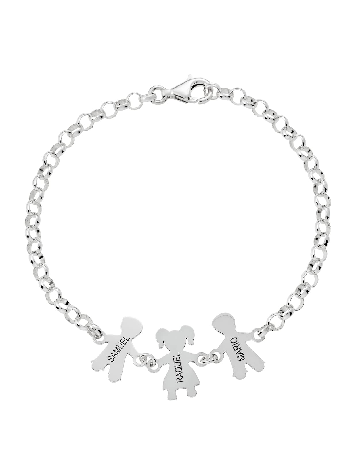 Pulsera Personalizada Mama Niños de Plata de Ley 925.Pulsera Ideal como Regalo para Madre o Abuela.Pulsera con Nombre personalizado de Hijos y Nietos.Graba de1 a 7 Nombres.Ajustable