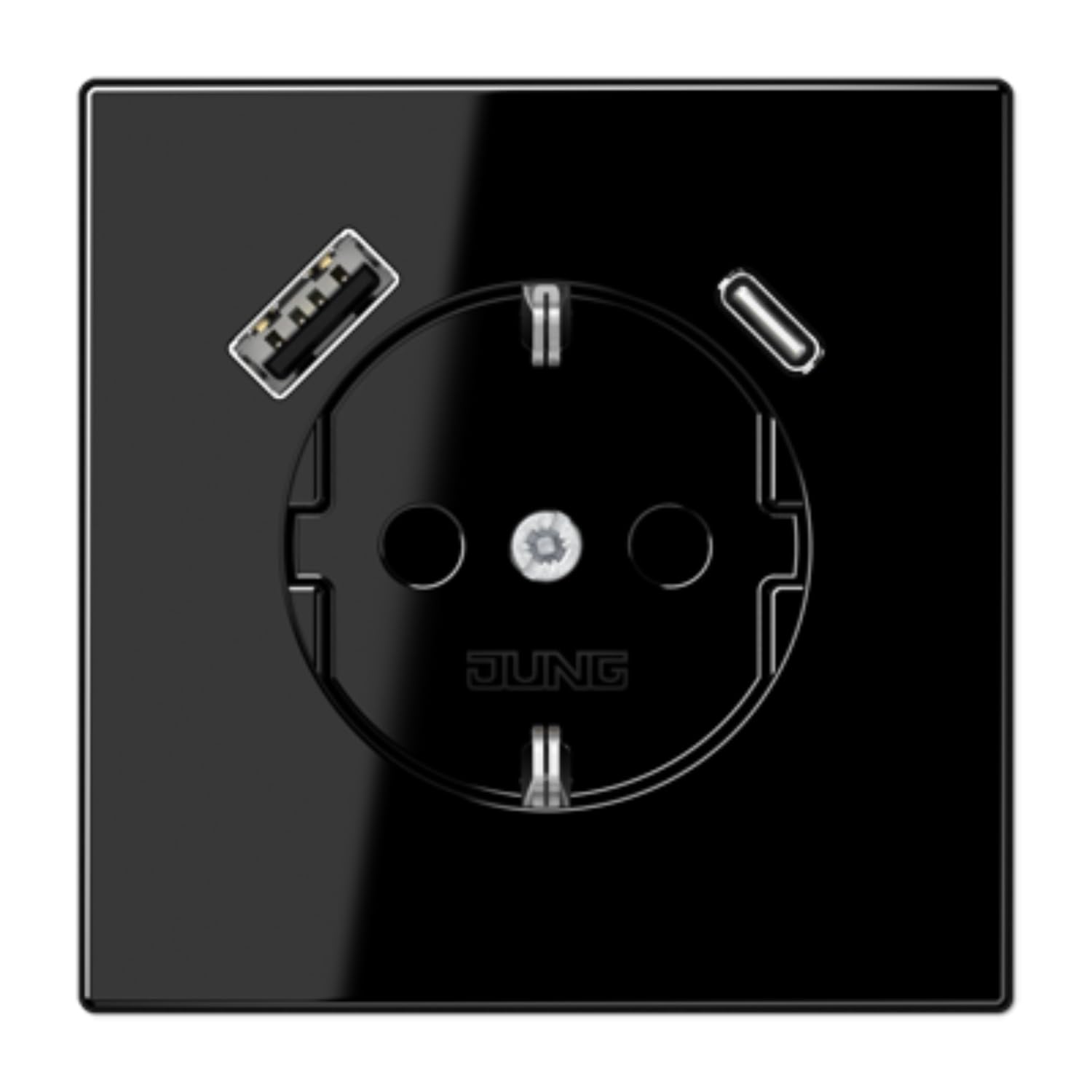 Prise USB-AC LS JUNG LS1520-15CASW encastrable Noir Schuko
