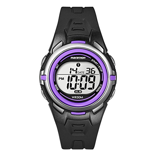 Marathon by Timex Women's T5K364 Digital Mid-Size Black/Purple Resin Strap Watch