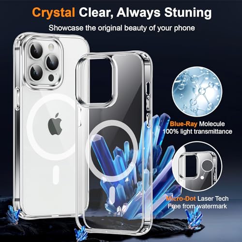Image of MOCCA Strong Magnetic for iPhone 14 Pro Case Clear, [Non-Yellowing][Compatible with Magsafe][Military Drop Protection] Slim Shockproof Protective Phone Case for iPhone 14 Pro Phone Case 6.1 inch,Clear