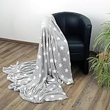 Bestlivings Kuscheldecke XXL (150x200 cm) - Hellgrau - Flauschdecke Microfaser-Decke mit Sternen-Muster, große weiche Wohn-Decke zum kuscheln