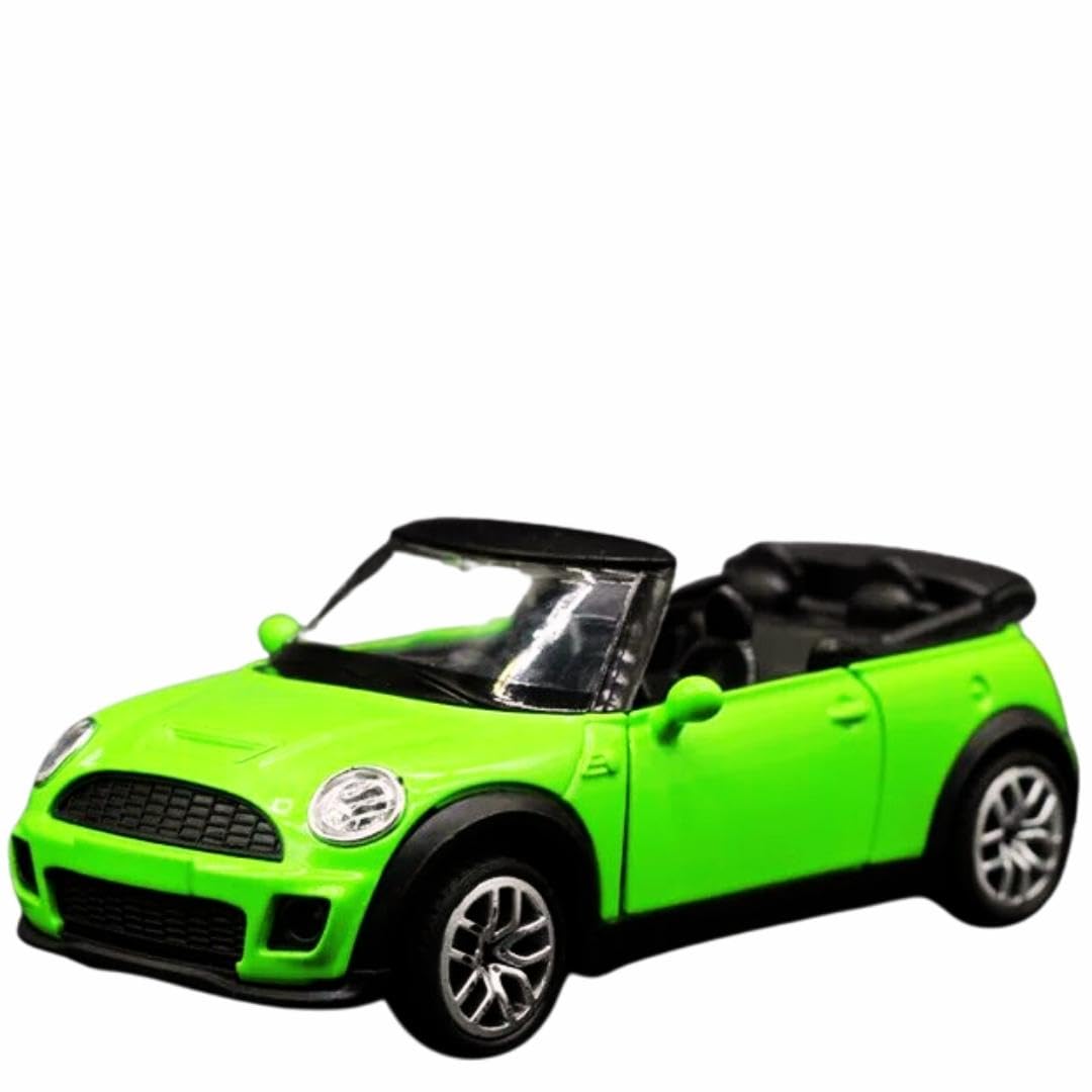 PLUSPOINT Alloy Metal Pull Back Diecast Car Model with Sound Light Mini Auto Toy for Children and door open 1: 32 scale size (Minicoper-green)
