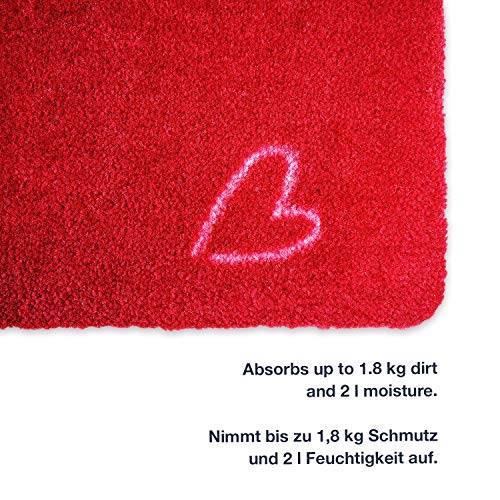 deco-mat Fußmatte Willkommen 40 x 60 cm Rot - rutschfeste, waschbare Fußmatte für Außen und Innen - Saugstarke Schmutzfangmatte für Eingangsbereich