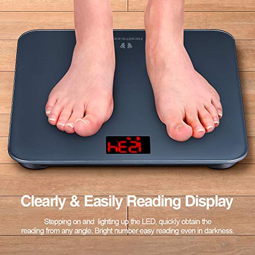 Digital Bathroom BMI Scale Smart Wireless Weighing Scales for Body Weight High Precision Step-On 396 lbs Analyzer Measure with Easy Reading LED Display Compatible iOS and Android Smartphone App - Thumbnail 5