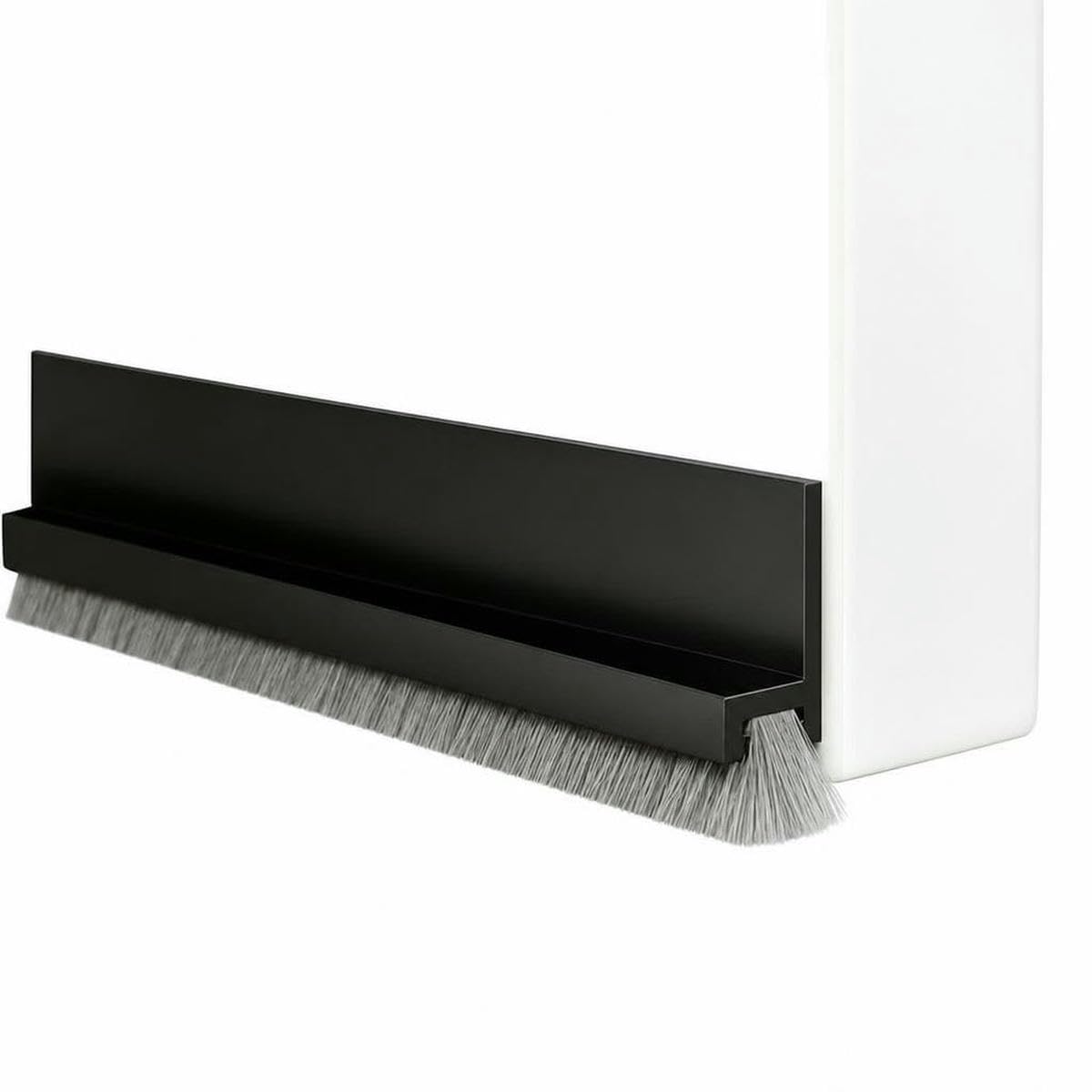 Door Seal Draft Stops with Brush Reduce Noise Rubber Door Sweep Breeze Blocker Insect Proof Dust Proof Sound Proof Seal Strips-Black-2M(2Strips)