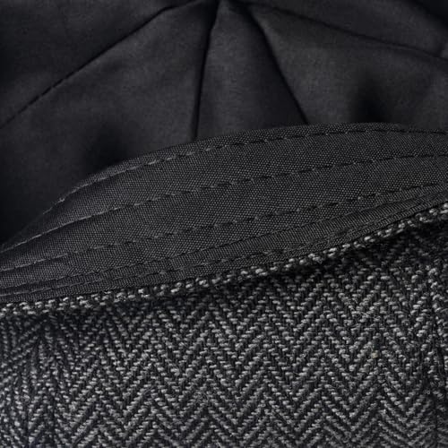 Image of Newsboy Hats for Men Classic 8 Panel Wool Blend Newsboy Flat Cap Herringbone Tweed Hat