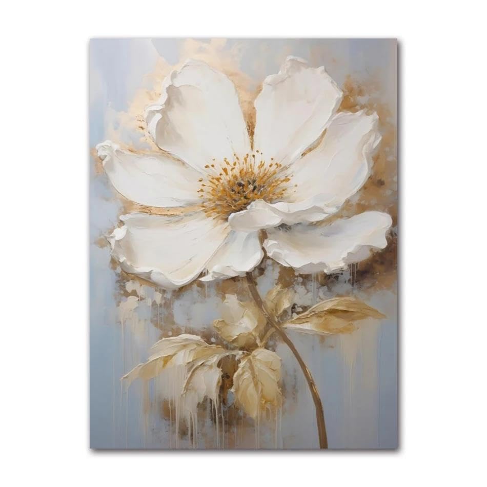 Flores abstractas en lienzo SHINERING de 50x70cm, ideales para dar luz y diseño a tu dormitorio.