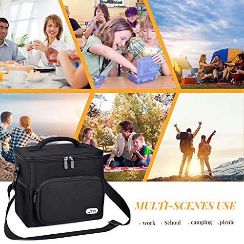Jtx Insulated Lunch Bag For Women, Portable Cooler Lunch Box For Office Work/School/ Picnic Beach, With Adjustable Shoulder Strap For Women Men Adult Kids (Black) #TOP6