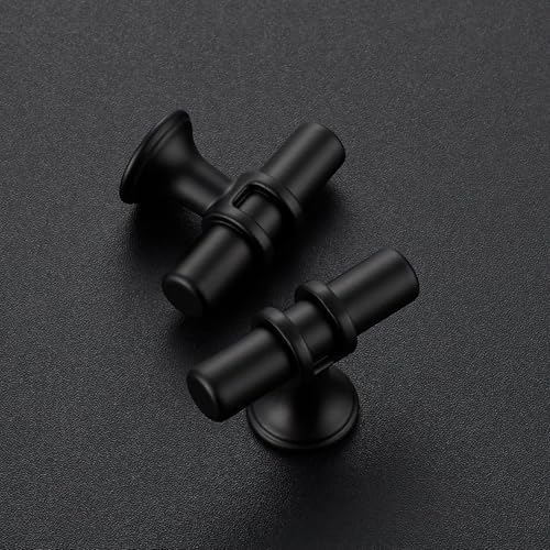 Image of Ravinte 5 Pack Single Hole Cabinet Pulls Kitchen Cupboard Handles with Round Base Matte Black Drawer Pulls Cabinet Handles 2 inch Length