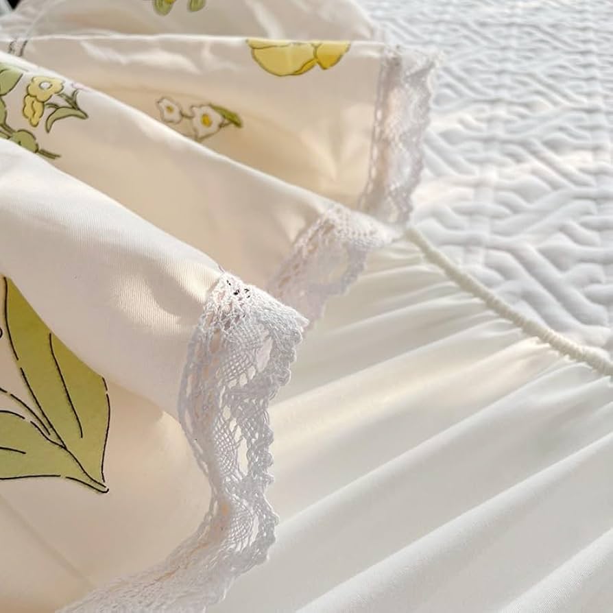 Amazon｜フリル付きベッドスカート、コットン厚手のキルティング