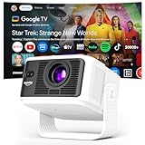 4K Vidéoprojecteur‌ [Google TV & 4K HDR10+ & 1080p Native Rés & Auto Screen Correction] 50000+ Apps, Assistant AI, Dual 10W 3D Speakers, Rétroprojecteur Portable, ‌Personalized Shortcut Keys, Blanc