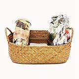  YUQI Naturel Grande tissé Seagrass Panier de Paille en Osier for la Maison Table de Fruits Pain Serviettes Petit Cuisine Débarassas Container (Taille : 26X16X10CM)