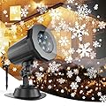 Christmas Snowflake Projector Lights Outdoor, Waterproof Rotate Snowfall Projector with 16.4 Ft Power Cord LED Single-head Decorative Lighting Projection for Xmas Patio Landscape Garden Yard Indoor