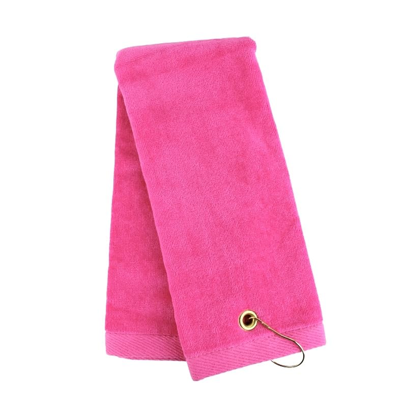(New Upgraded Material) Premium Velour Pink Tri-fold Golf Towel with Clip. 16"x26" – Long, Soft, Quick Drying, Absorbent. Attaches Easily to Your Bag. - image 3