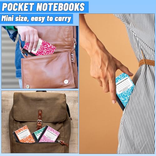 Lot de 12 mini carnets de composition lignés colorés de poche pour notes