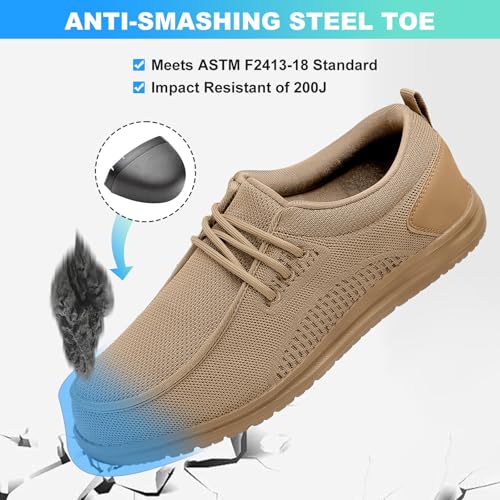 Image of VikoViren Slip On Steel Toe Shoes Men Loafers Safety Work Sneakers | Non Slip, Puncture Proof, Lightweight, Comfortable, Breathable, Indestructible Loafers Construction Shoes, Tennis, Casual