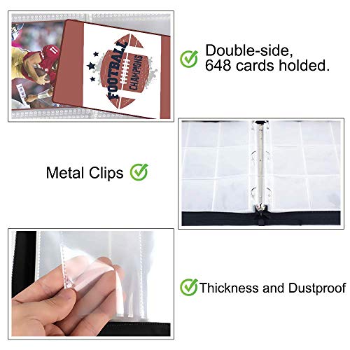 Pokonboy 9-Pocket Football Card Binder, Trading Card Holder With Sleeves Card Collectors Album Hold Up To 720 Cards, Fit For Football Cards Baseball Cards Sport Trading Cards #TOP3
