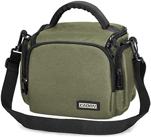 CADeN Compact Camera Shoulder Crossbody Bag Case Compatible for Nikon, Canon, Sony SLR/DSLR Mirrorless Cameras and Lenses Waterproof(1.0 S, Green)