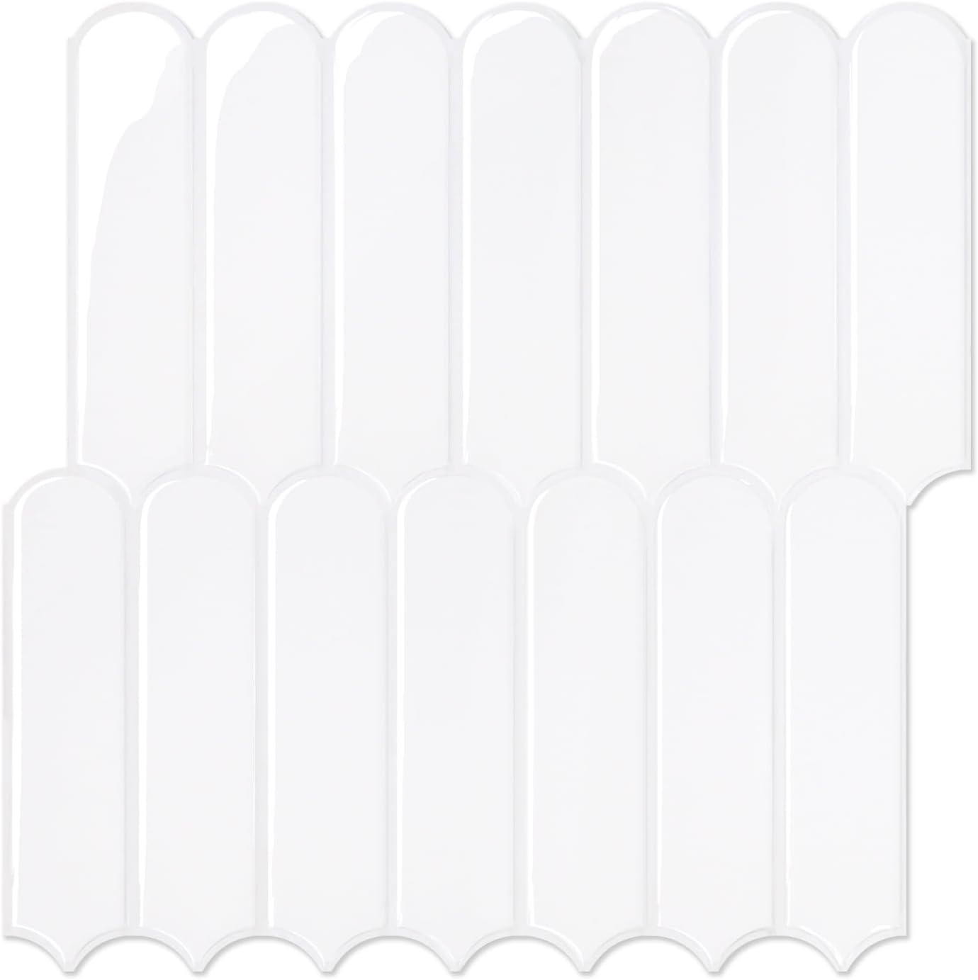 Commomy Thicker White Peel and Stick Backsplash - 10 pcs of 12" x 12" - 3D Adhesive Peel and Stick Tiles Backsplash for Kitchen, Bathroom, Removable, Waterproof, Vinyl Wall Tile (Pure White)