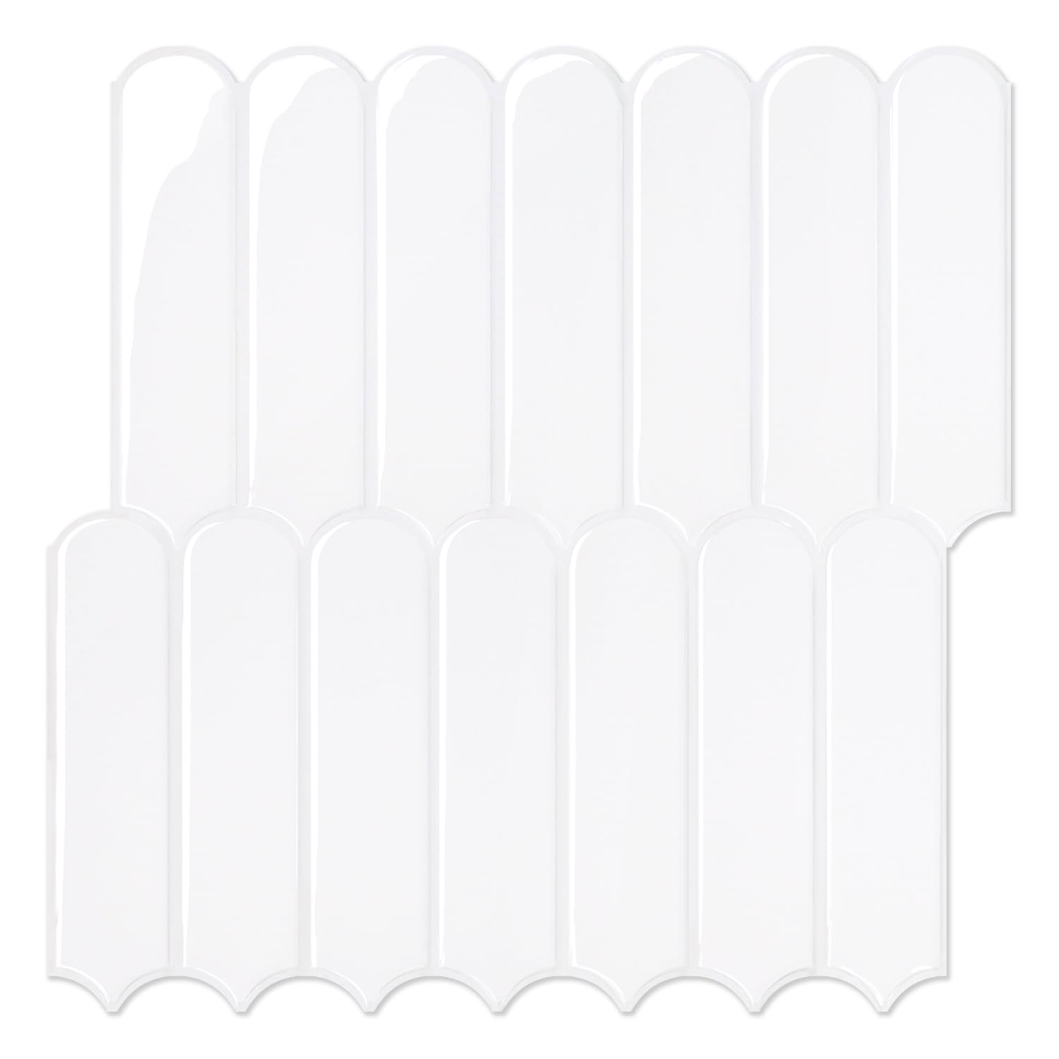 Commomy Thicker White Peel and Stick Backsplash - 10 pcs of 12" x 12" - 3D Adhesive Peel and Stick Tiles Backsplash for Kitchen, Bathroom, Removable, Waterproof, Vinyl Wall Tile (Pure White)