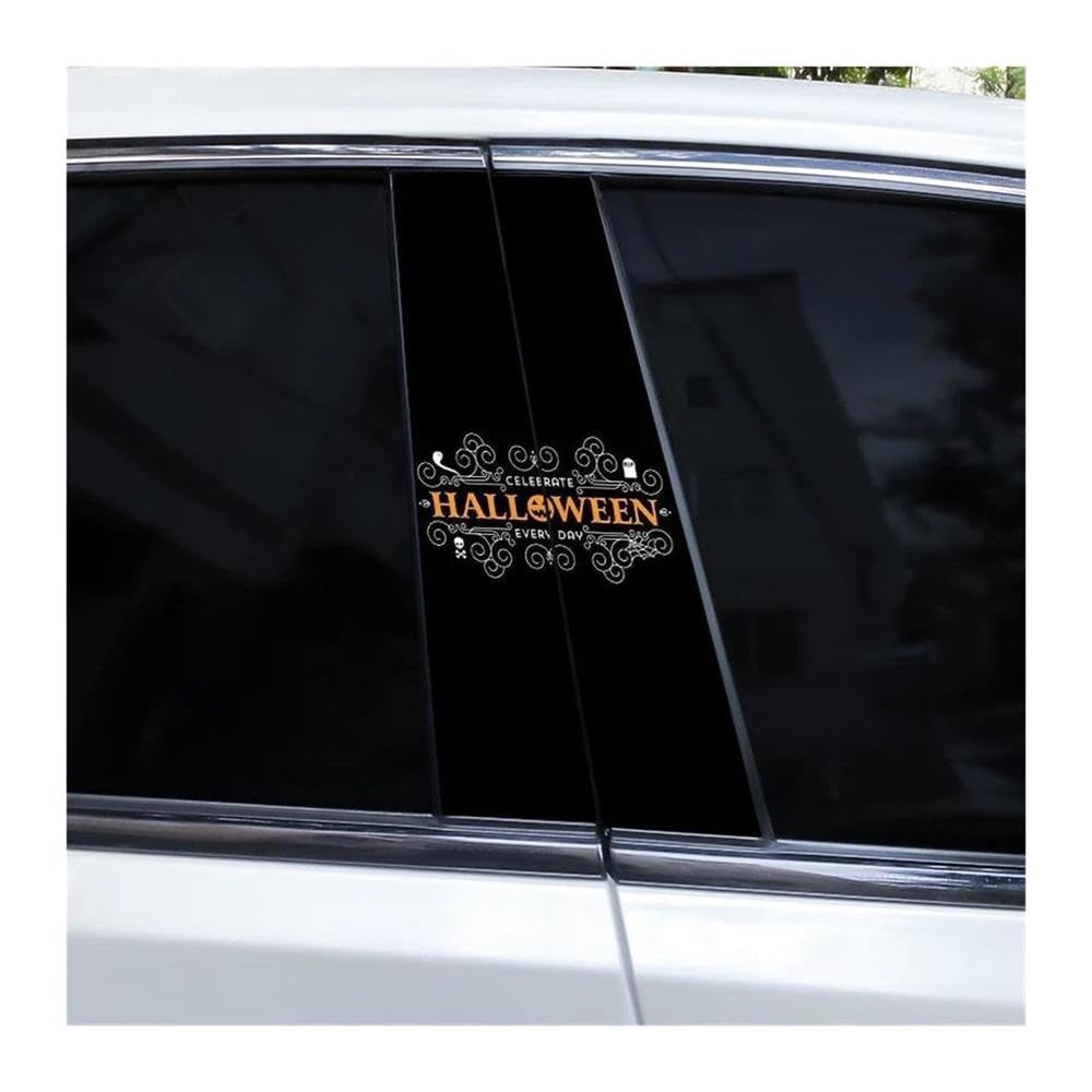 Decorative Items 2pcs Car Center Pillar Sticker Halloween Rhyme Auto B-Pillar Waterproof Protective Film