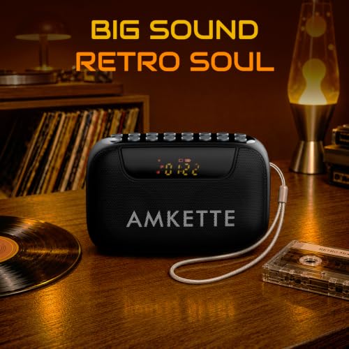 Image of Amkette Pocket Blast 5 in 1 FM Radio with Bluetooth, Powerful Sound, Voice & FM Recording, External Antenna, 7+ Hours Playback, MP3 Player with Number Pad (AUX, SD Card, USB Input) (Black)