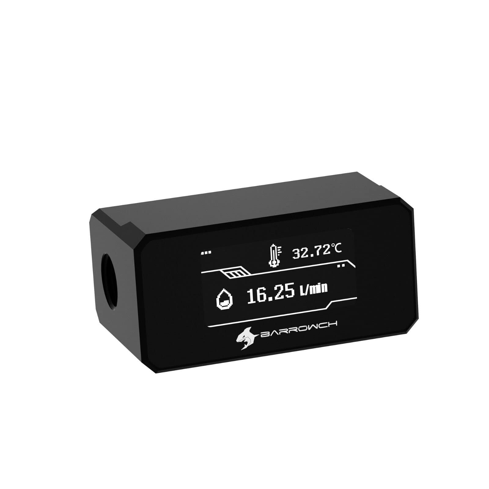 Barrowch G1/4 "Sensore di temperatura dell'acqua e misuratore di portata con display OLED FBFT07 per sistema di raffreddamento ad acqua PC (nero)