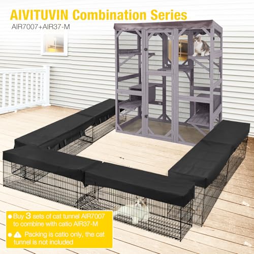 Aivituvin Catio Outdoor Cat Enclosure Large Cat House for Mulitiple Cats Walk in Kitty Cage with Tarp Roof 70"