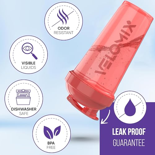 -2 Pack- 28 oz Protein Shaker Bottles for Protein Mixes - 2x Wire Whisk | Leak Proof Shaker Cups for Protein Shakes | Protein Shaker Bottle Pack (Pink Set)