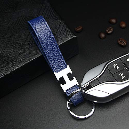 Ancicraft Leather Keychain For Women Men Car Key Ring Strap Holder Simple Stylish Blue #TOP1