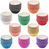SUBANG 1000 Pieces Foil Mini Cupcake Liner Baking Cups Muffin Tins Treat Cups Foil Metallic Cupcake...