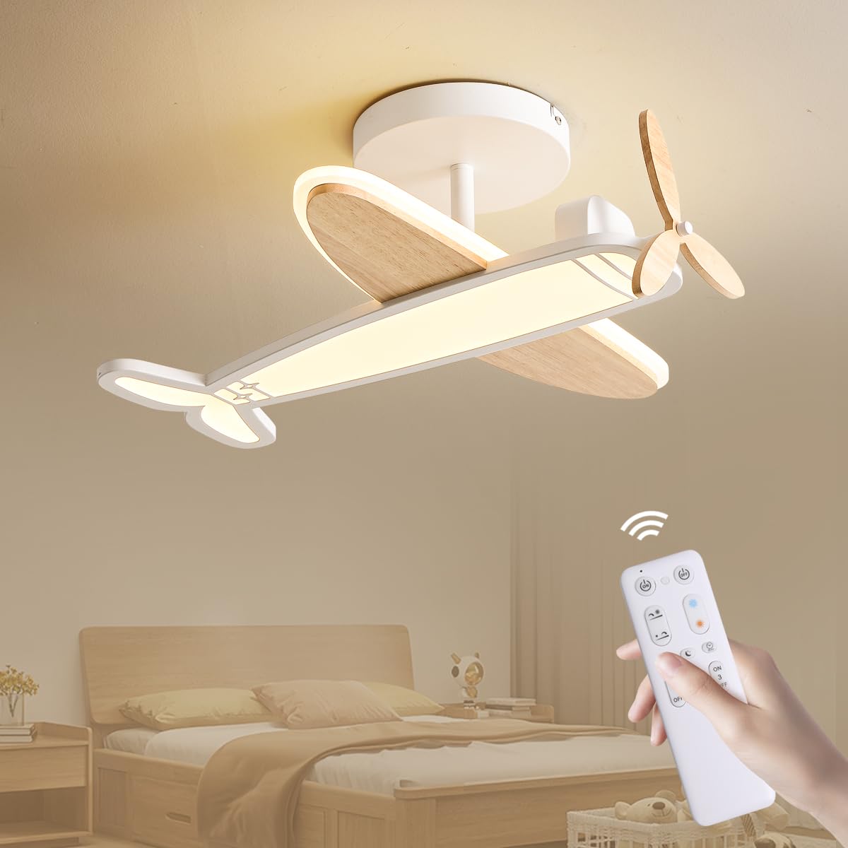 Epochglo LED Deckenleuchte Dimmbar 40W Fernbedienung 3000K-6500K Flugzeug Kinderzimmer Ø53cm