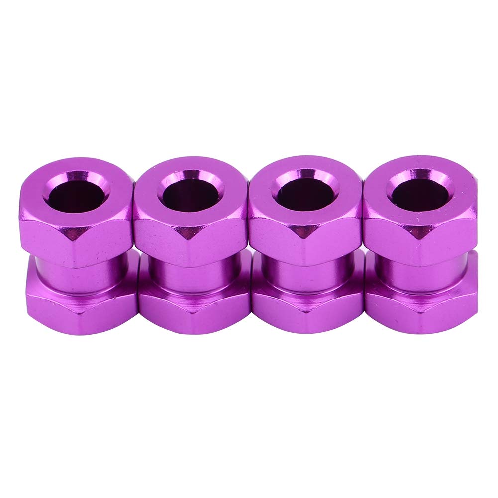 RC Car 12mm Hex Adapter, 4 szt.Metalowe adaptery piast kół do D90 AX10 CC01 SCX10 Remote Control Crawler (15mm fioletowy)