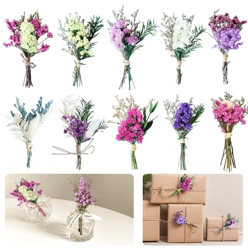 RXKFIGX 10 Paquetes de Mini Ramo de Flores Secas Naturales, Ramilletes Flores Secas, Flores Seca Pequeñas para El Marco De Fotos DIY Fiesta En Casa Y Decoraciones De La Boda