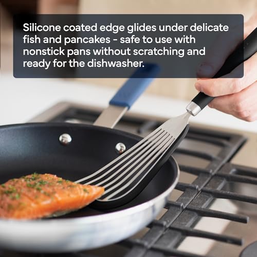 Image of Misen Fish Spatula - Slotted Turner - Silicone Edges, Black