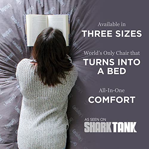 Cordaroy's Chenille Bean Bag Chair, Convertible Chair Folds From Bean Bag To Bed, As Seen On Shark Tank, Charcoal - Queen Size #TOP2