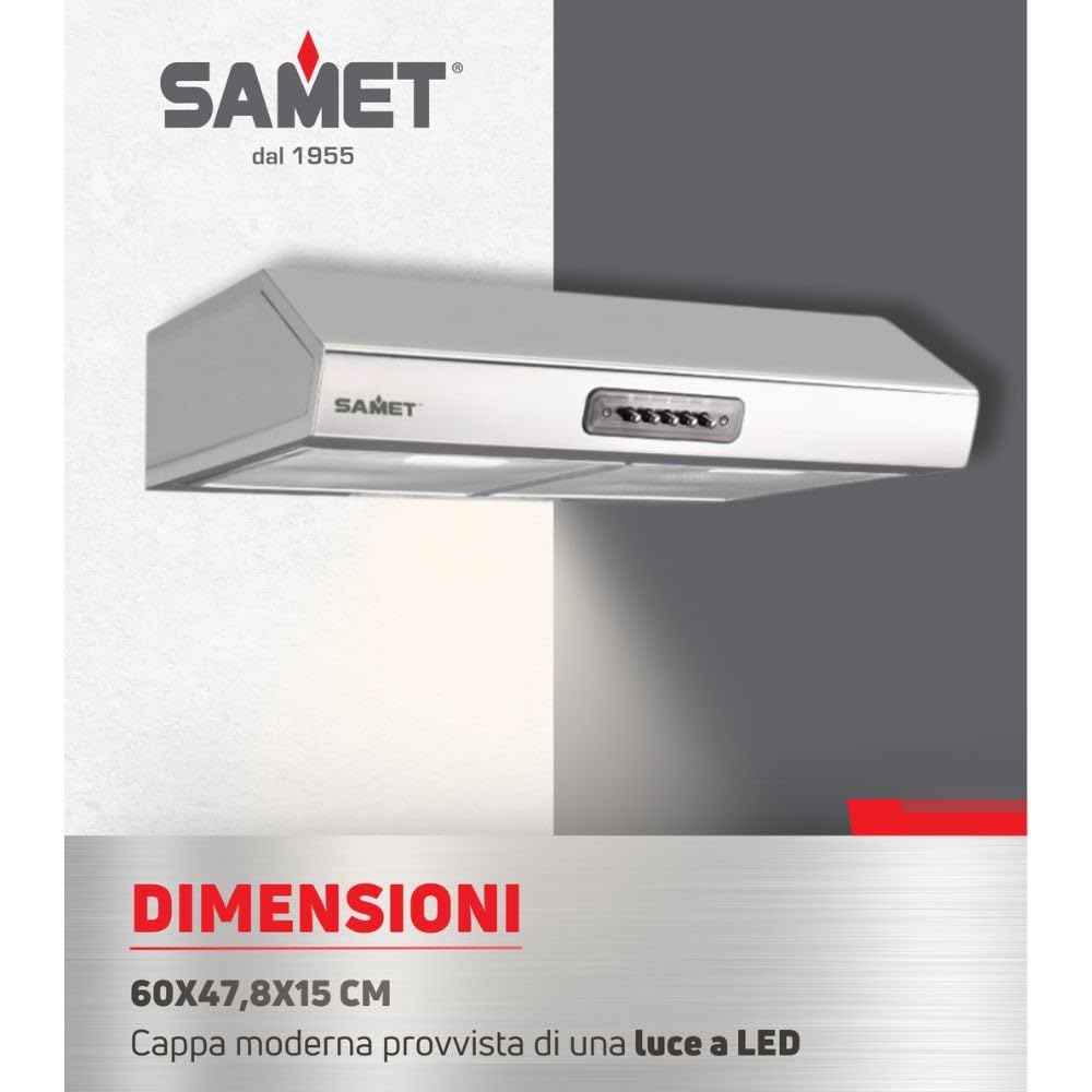 Gruppo cappa sottopensile Tornado 60 Samet colore inox