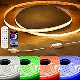 PAUTIX 5V USB RGB COB LED Strip Light 4.92ft/1.5m Color Changing Strip Lights,TV Backlight Multicolor Flexible Under Cabinet Tape Lights with Bluetooth Control for Bedroom,Kitchen,Home DIY Lighting