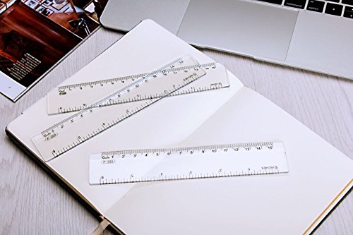 6 Inches Plastic Straight Hard Ruler 4 Pack Viaky See Through Flexible Ruler With Inches And Metric Measuring Tool For Student School Office, Clear #TOP3