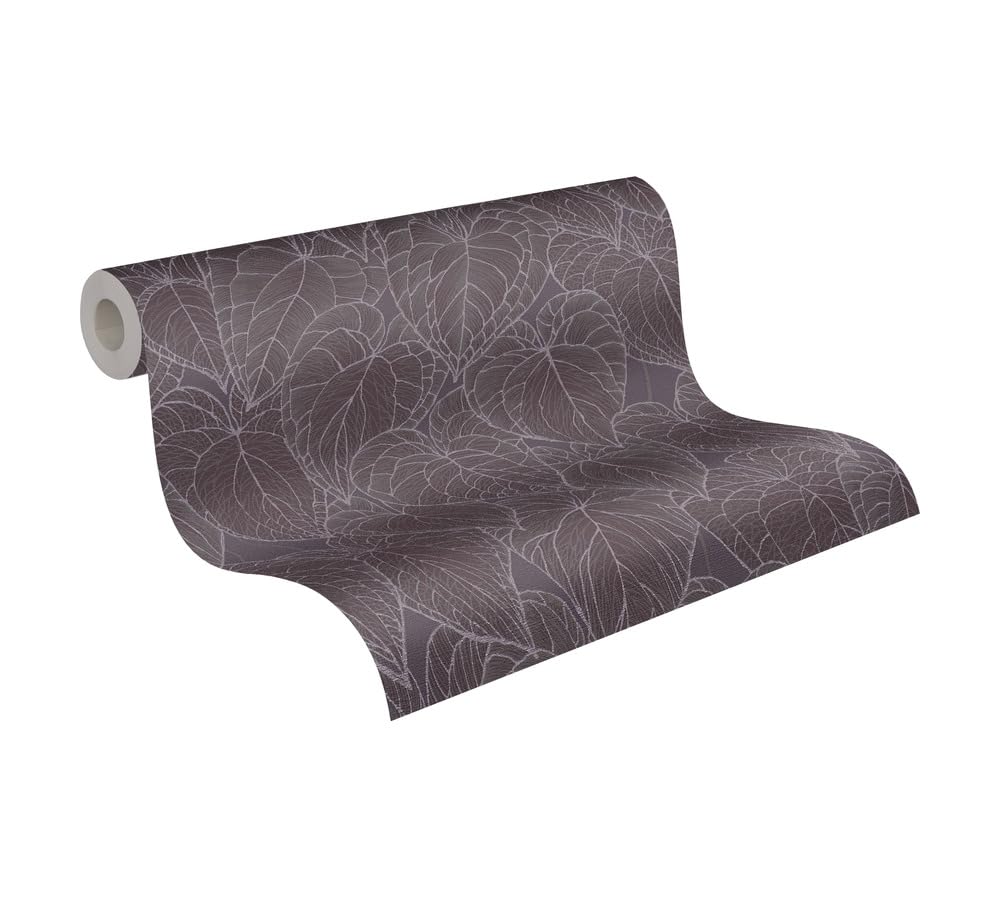 As Creation Bricoflor Non-Woven WallpaperLeaf & Palm WallpaperLuxury In BlackAntraciteGreyBlackViolet10,05 X 0,53 M from B&Q
