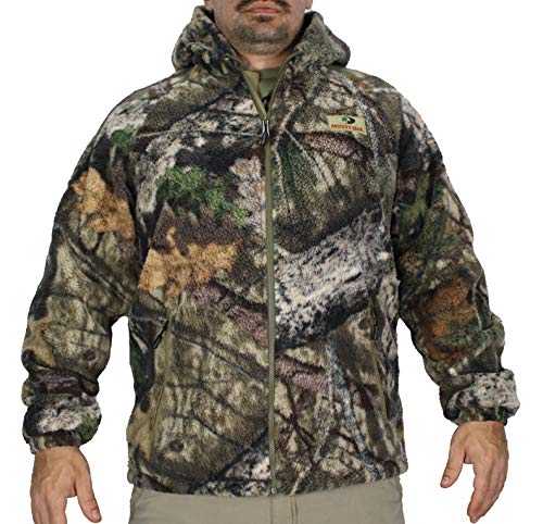 Wasatch Sherpa Fleece Ultra Quiet Bow Hunting Hooded Camo Jacket (MO Break Up Country, L)