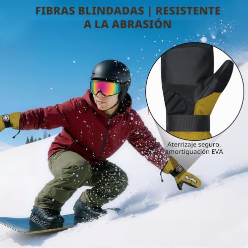 Miniatura 7 de Andake Guantes De Esquí, Guantes De Invierno Cálidos E Impermeables A Prueba De Viento Mitones Para Esquí Snowboard Viajes Senderismo Y Deportes De Invierno Al Aire Libre Amarillo Tierras