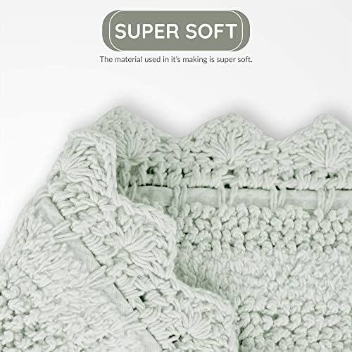 Rajrang Bringing Rajasthan To You Bath Rug For Bathroom Kitchen Spa With Crochet Cotton Absorbent Soft Reversible Woven Bath Mat Canary Green Rectangle 34X21 Inches #TOP4