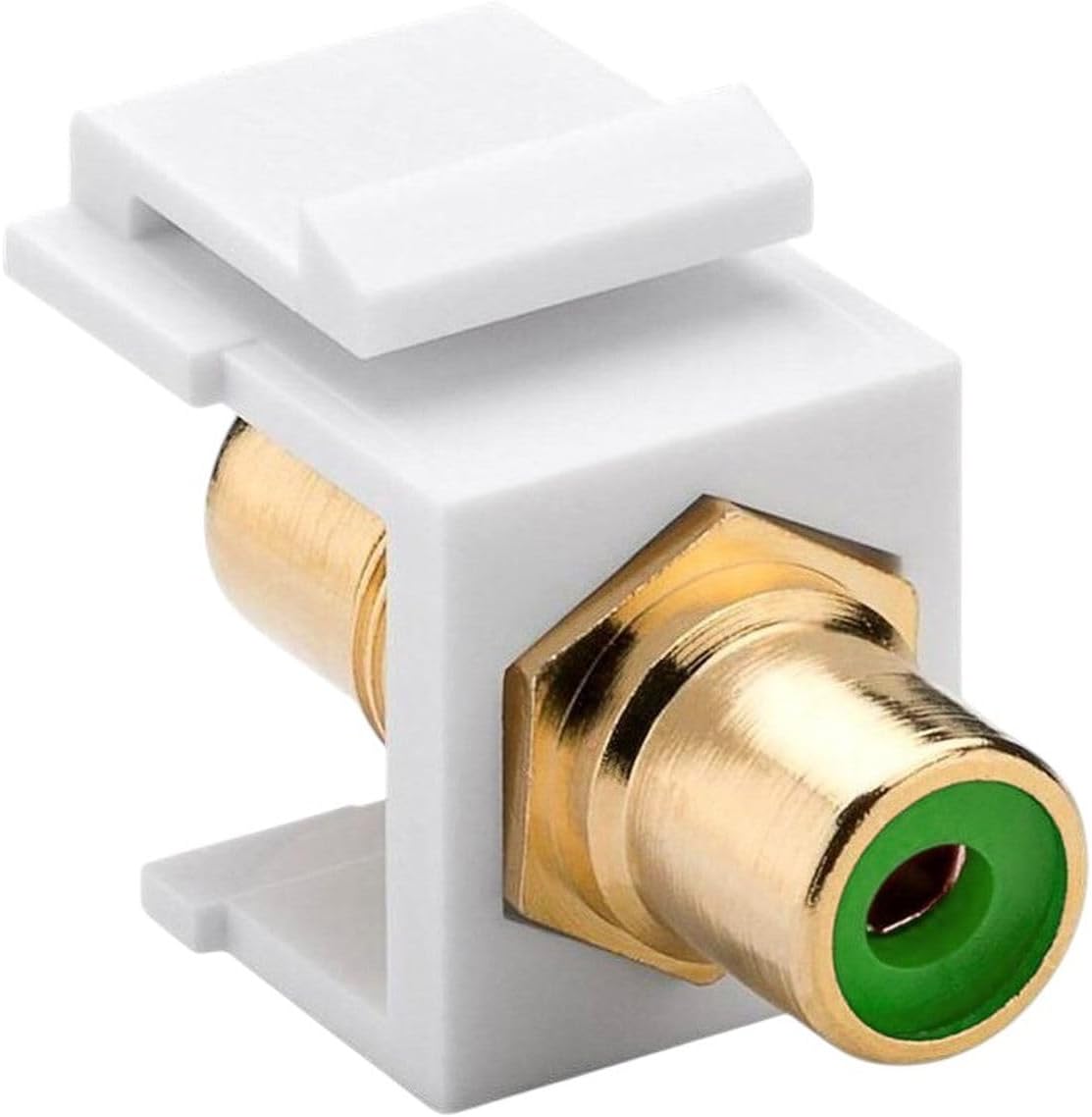 50 Pack Lot - Jack Keystone Wall Plate Insert - White - Green Jack Jack Versatile Universal Cord Durable Reliable Replacement Part Home Appliance Upgrade Maintenance Component
