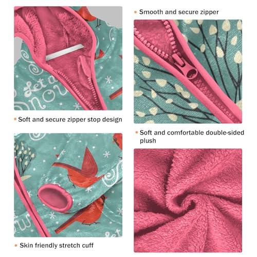 OTVEE Winter Red Birds Let It Snow Kids Hoodie Jacket Fall Spring Full Zip Warm Outwear Coat3