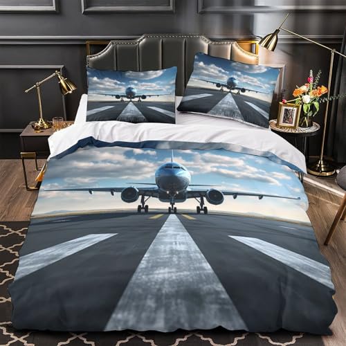 Parure de lit 3D avion housse de couette microfibre 220x240 douce