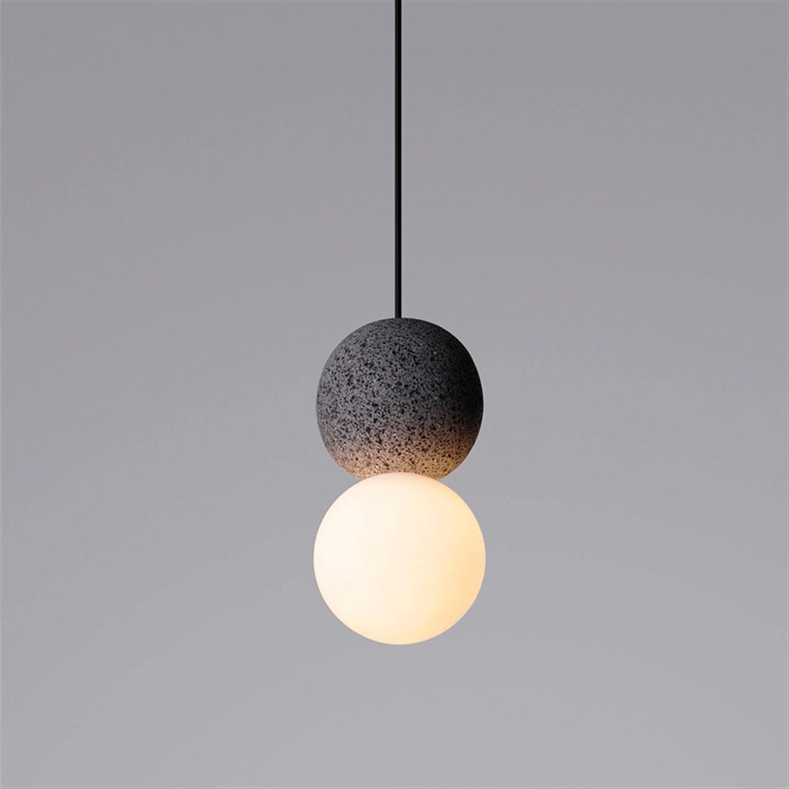 Lampe suspendue en verre et ciment moderne lustre plafonnier nordique blanc froid - 8