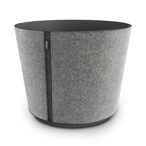 Poetic - Blumenkübel für den Innenbereich - Runder Blumentopf - Pflanzgefäss mit Wasserreservoir - Mit Wasserstandsanzeige - Mit Textilüberzug - Farbe Aschgrau - Ø26,2 x 21,7cm