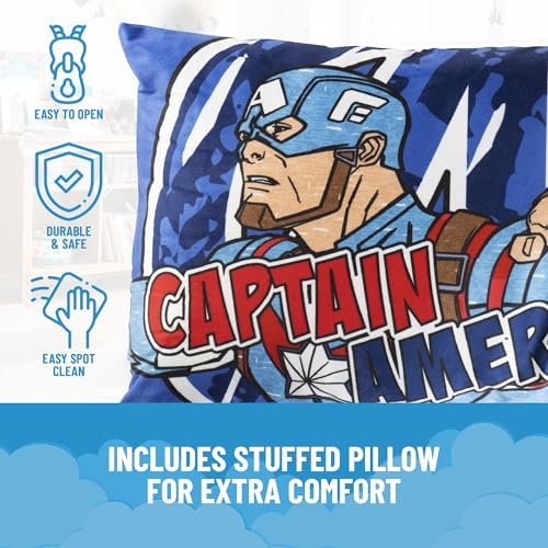 Image of Jay Franco Kids Slumber Bag and Pillow - 54 x 27 Inch Comfy Indoor Sleeping Bag for School and Sleepovers, 2 Piece Set, Blue - Avengers